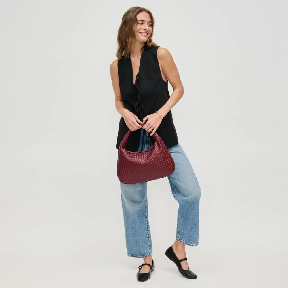 Adela Woven Hobo Bag in Wine by Urban Expressions