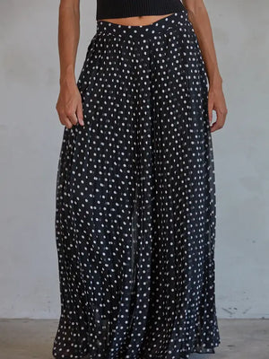Charla Polka Dot Pleated Chiffon Wide Leg Pant By Together