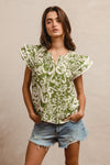 Victoria V-neck Long Sleeve Floral Print Hoodie Sweater by POL