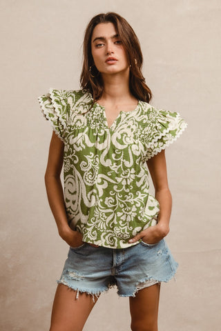 Victoria V-neck Long Sleeve Floral Print Hoodie Sweater by POL