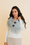 Heathered Shoulder Warmer With Coco Buttons: Mocha