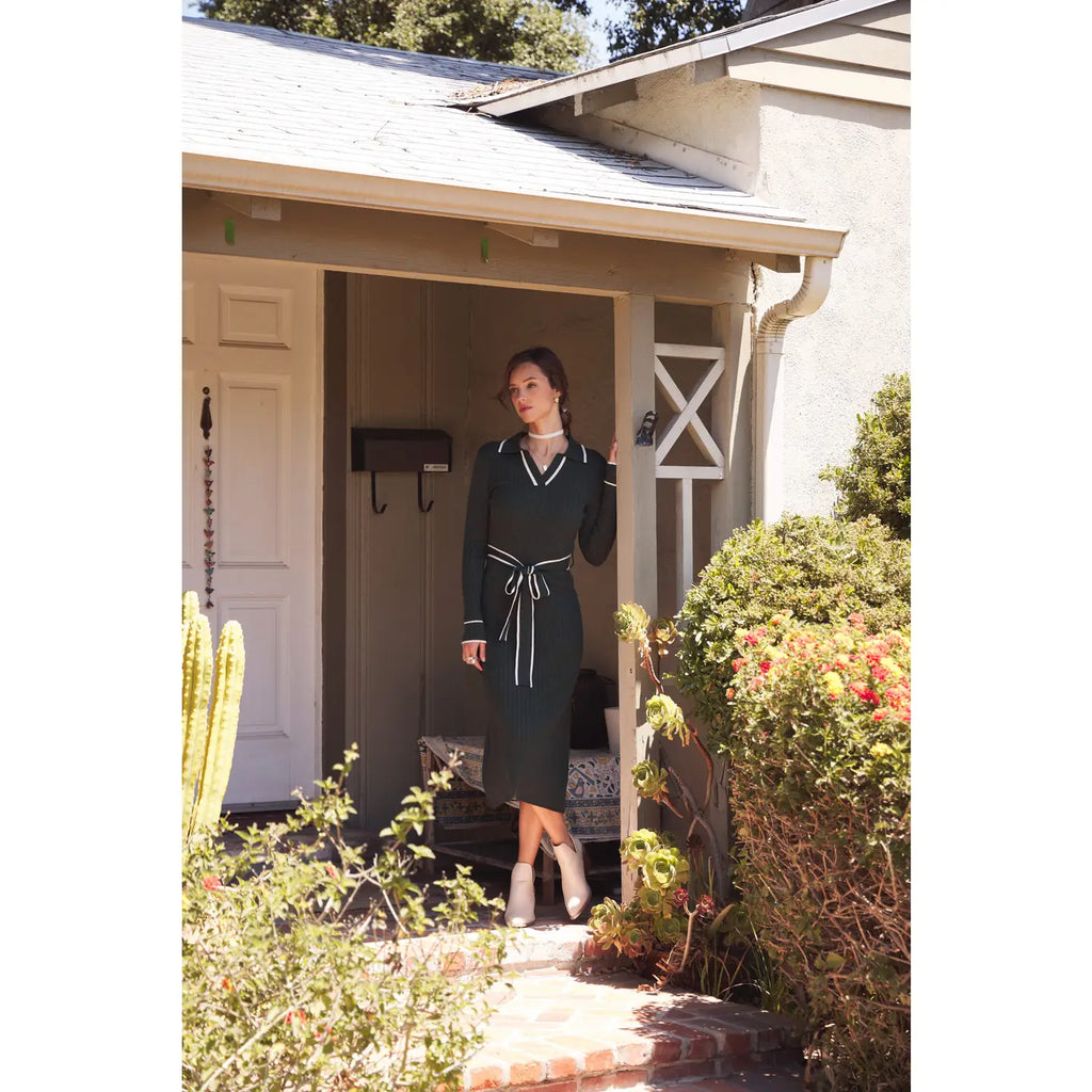 Emmy Bodycon Maxi Dress With Belt in Emerald Green