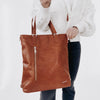 Upper East Side Vegan Leather Backpack & Crossbody Tote Bag in Brown