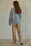 By Together Knit Sweater V-Neck Long Sleeve Pullover in Heather Grey