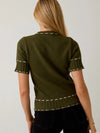 Katrina Stitch Detail Sweater Cardigan in Olive
