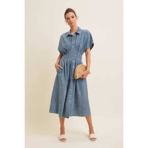 Bethany Floral Print Jacquard Midi Dress With Pockets by In February