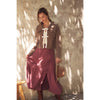 Penelope Graceful Midi Skirt With Side Slit and Bow in Raspberry Truffle