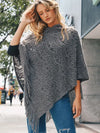 Scallop Lace Knit Poncho in Grey
