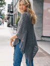 Scallop Lace Knit Poncho in Grey