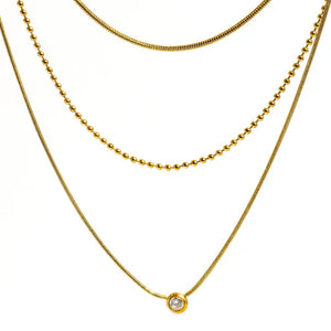Paulette 18K Tri-layer CZ Chain Necklace