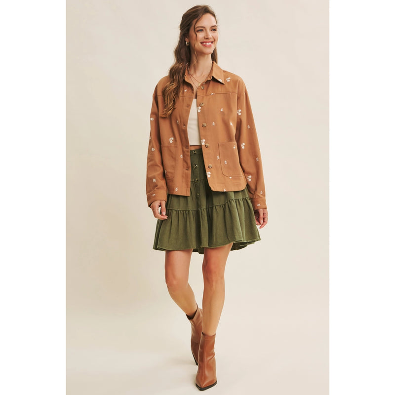 Embroidered Cotton Twill Utility Jacket