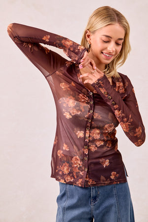Bonnie Sheer Button V-Neck