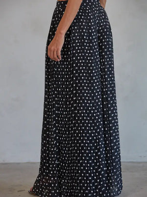 Charla Polka Dot Pleated Chiffon Wide Leg Pant By Together