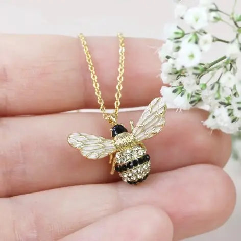Crystal Bumblebee Pendant Necklace