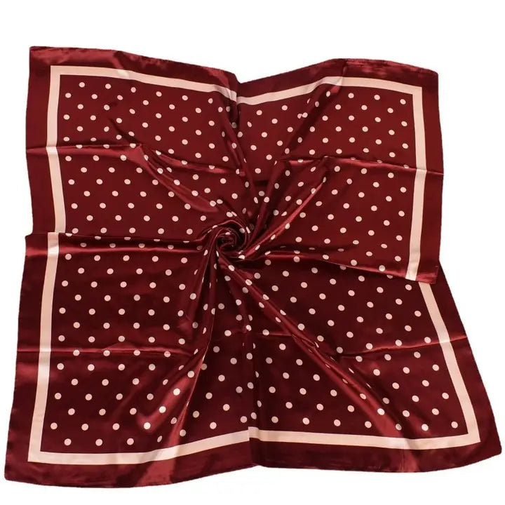 Dotty Large Polka Dot Print Bandana Scarf in Brown, Ivory or Wine