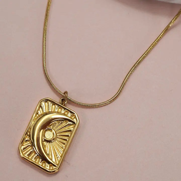 18K Stainless Steel Tarnish Free Moon Necklace