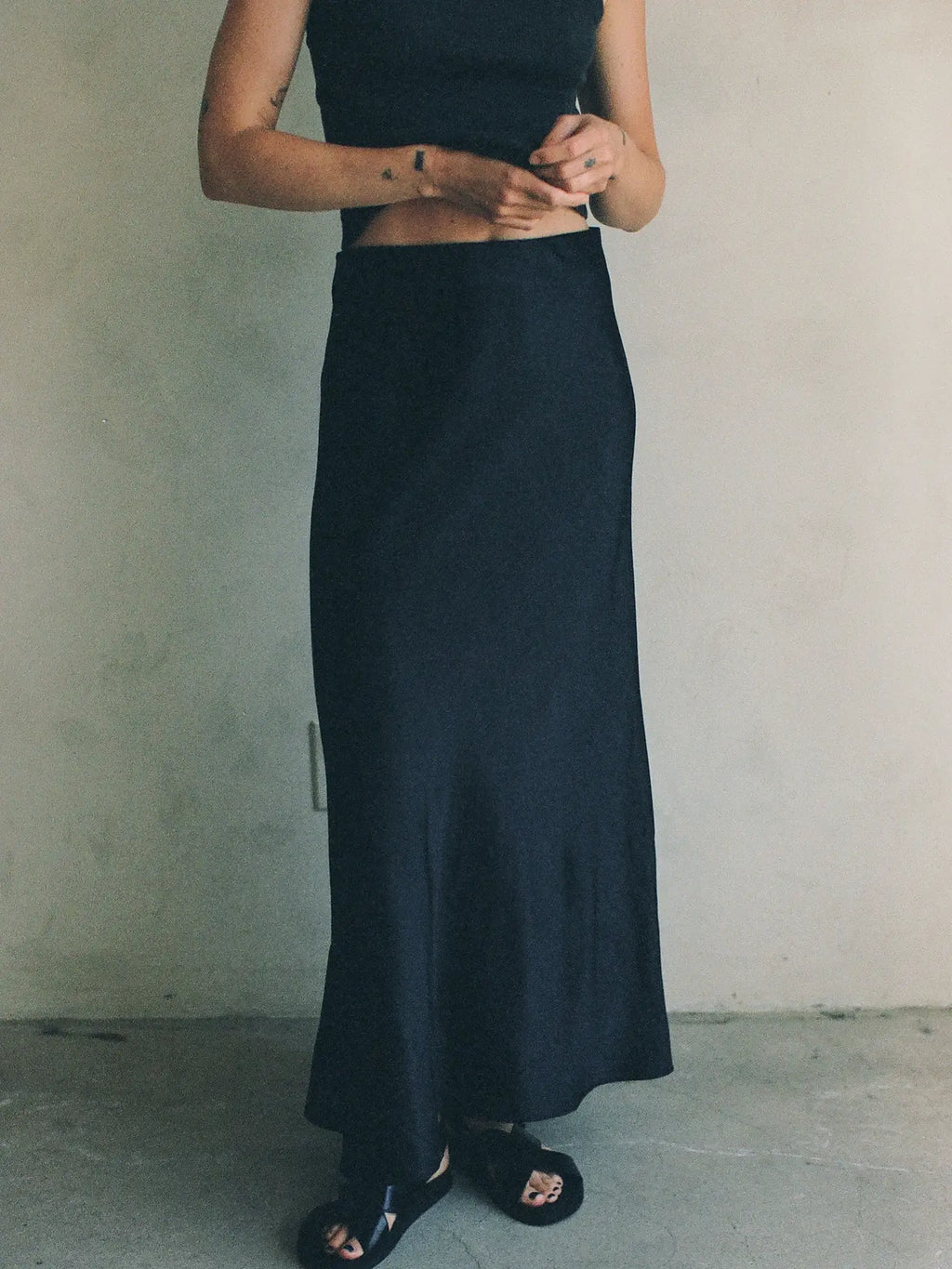 By Together Arin Woven Satin Maxi Skirt