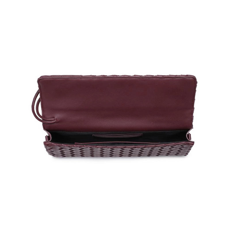 Ada Top Handle Woven East West Clutch Crossbody in Wine by Urban Expressions