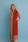 Cozy Solid Two Tone Tassel Scarf in Rust, Blue or Red