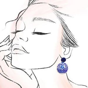 Toile Pattern Floral Drop Earrings