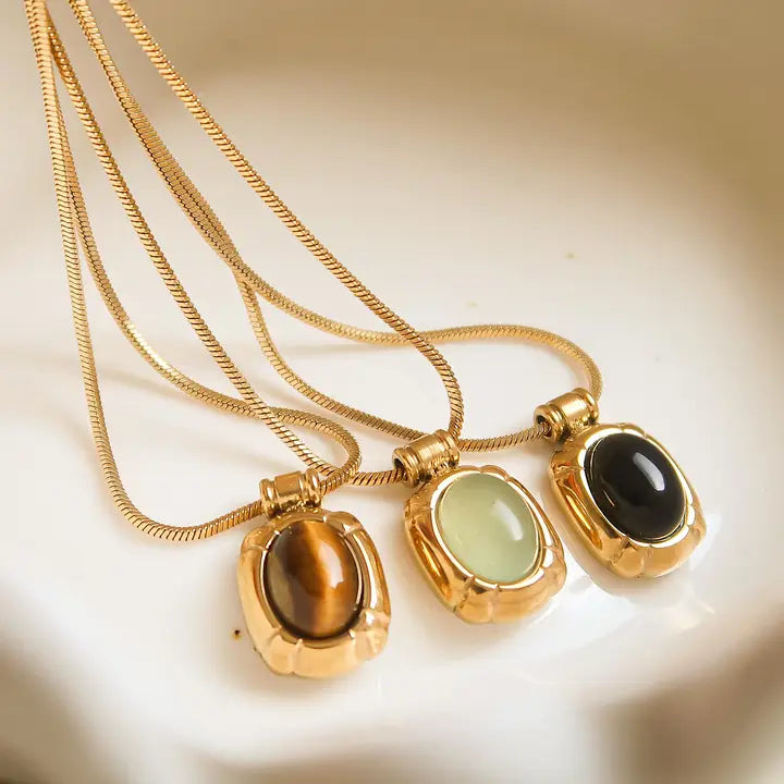 Dax 18K Gold Non-Tarnish Natural Stone Necklaces