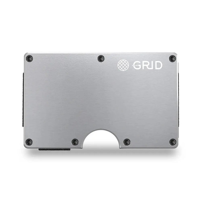 Grid Wallet in Silver Aluminum