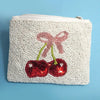 Cherry Bow Seed Bead Coin Purse