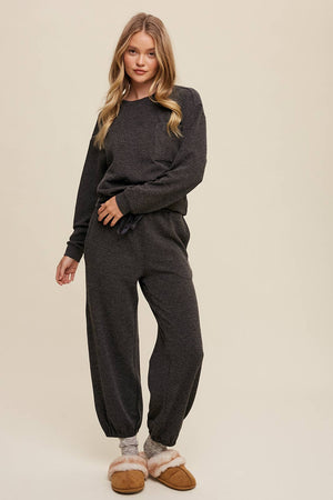 Waffle Knit Long Sleeve Lounge Set