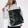 Upper East Side Vegan Leather Backpack & Crossbody Tote Bag in Black