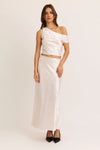 Corinne Cream Heart Asymmetrical Neck Line Top and Maxi Skirt Set