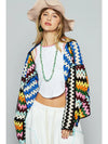 Jenna Crochet Weave Open Front Cardigan by POL