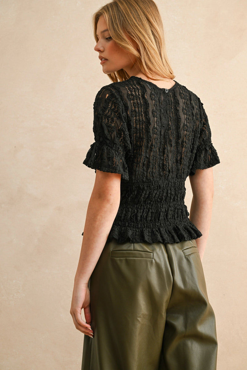 Tessa Short Sleeve Lace Blouse by Miou Muse