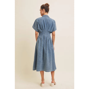 Leena Stretchy Denim Midi Dress by In February