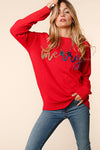 Merry Metallic Sweater in Red