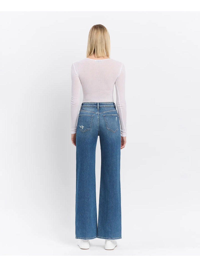 On Target Super High Rise Wide Leg Denim by Flying Monkey