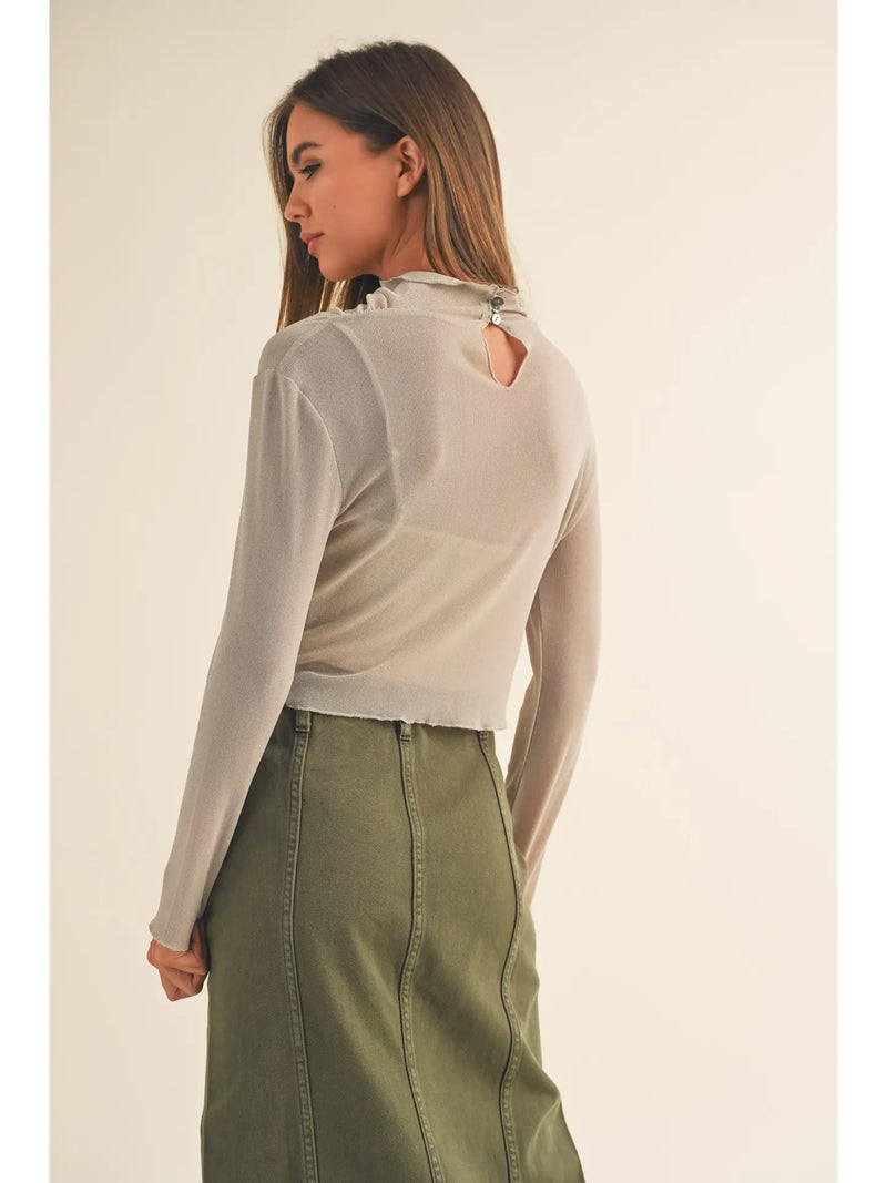 Mesh and Sparkle Long Sleeve Top by Miou Muse