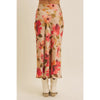 Satin Bias Cut Maxi Skirt in Taupe Floral