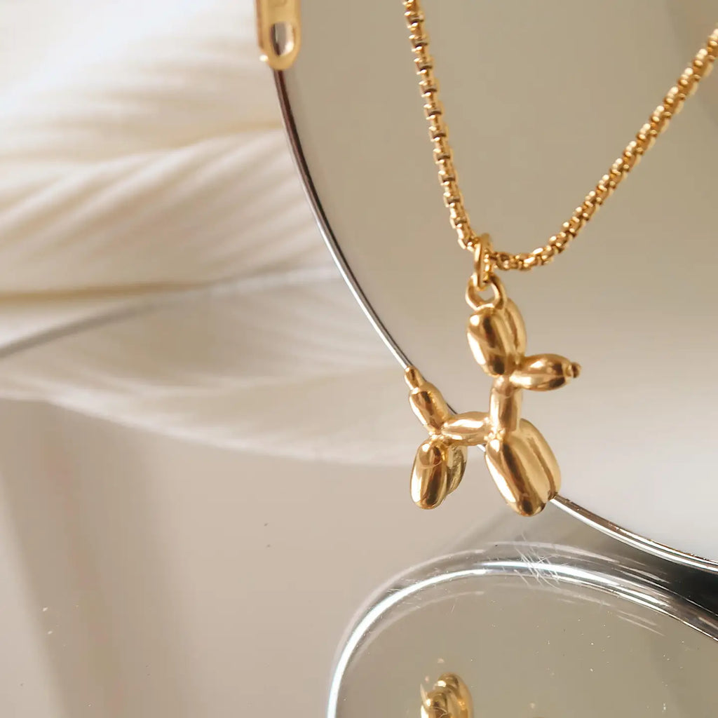 Cooper Balloon Dog 18K Gold Non Tarnish Necklace