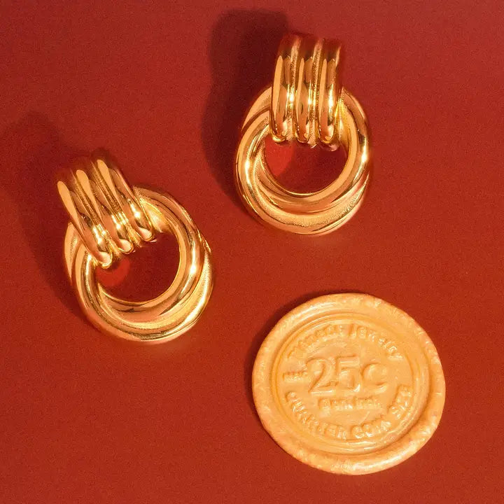 Wanda 18K Gold Non-Tarnish Classic Hoop Earing in Mixed Metals or Yellow Gold