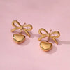 Bow Heart Earrings With Anti-Tarnish 18k Plated