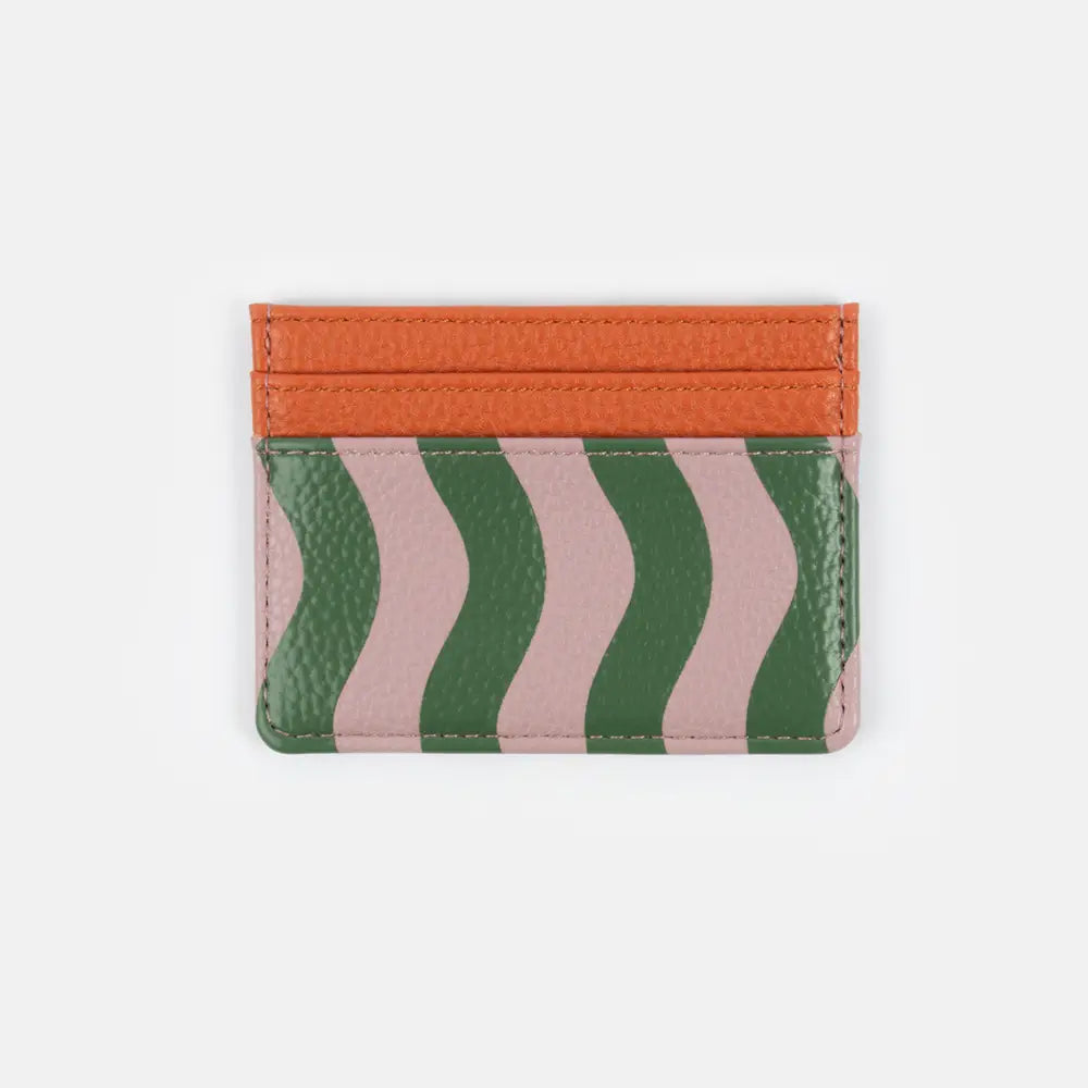 Caroline Gardner Pink/Green Wave Stripe Cardholder