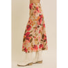 Satin Bias Cut Maxi Skirt in Taupe Floral