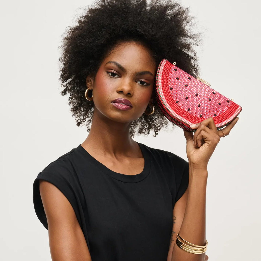 Tabitha Watermelon Crystal Evening Bag by Urban Expressions