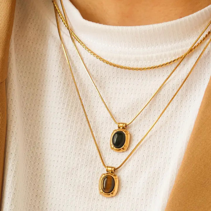 Dax 18K Gold Non-Tarnish Natural Stone Necklaces