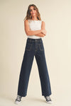Janet Mid-Rise Single Cuff Crop Slim Straight Jeans by Flying Monkey