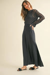Satin Slip Dress With Crochet Knit Sweater by Miou Muse