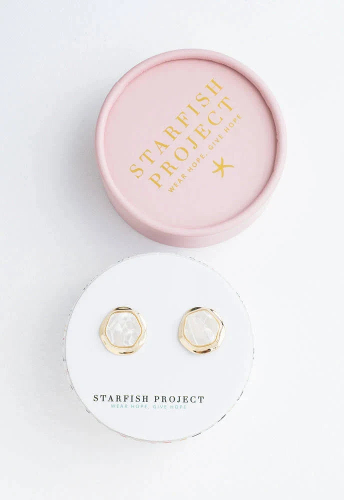 Opulence Opal Studs in Iridescent Ivory by Starfish Project