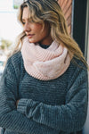 Faux Sherpa and Knit Infinity Scarf in Pink