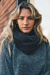 Faux Sherpa and Knit Infinity Scarf in Gray
