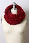 Faux Sherpa and Knit Infinity Scarf in Burgundy